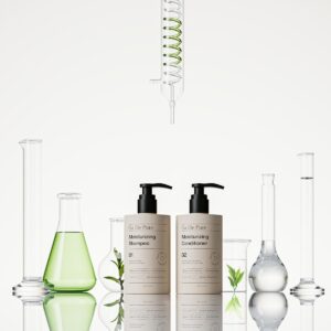 A group of glass vases filled with liquid